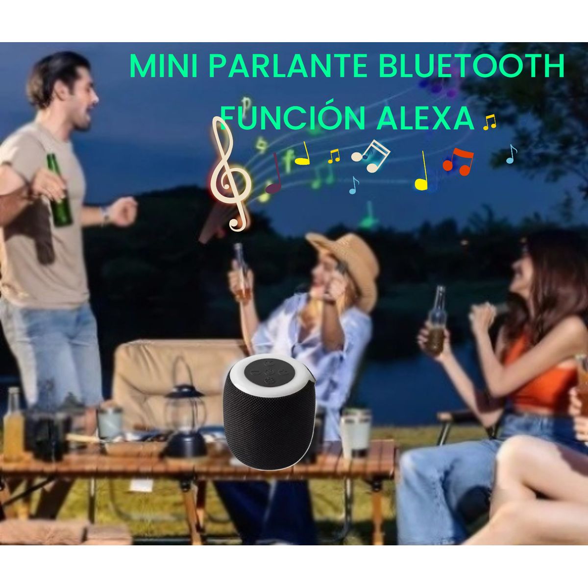 GENERICO - MINI PARLANTE FUNCIÓN ALEXA LUZ LED RGB BLUETOOTH PORTÁTIL 4 EN 1