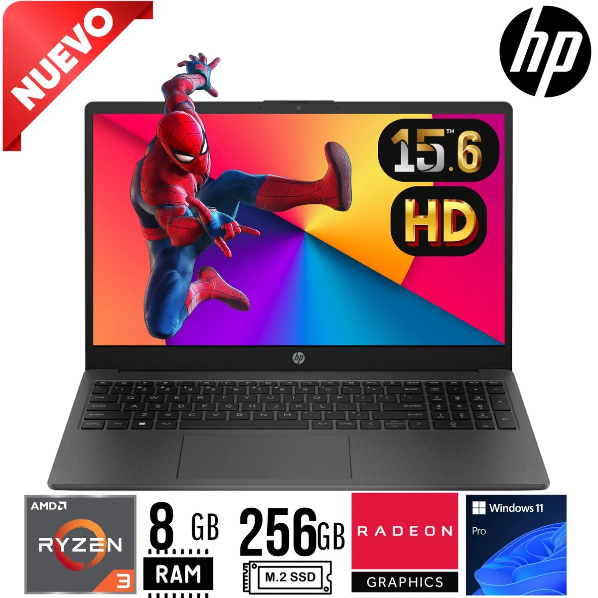HP - LAPTOP HP 255 G10. RYZEN 3 7320U. 15.6" HD. RAM 8GB. SSD 256GB. W11PRO . NP : BF9X1AT