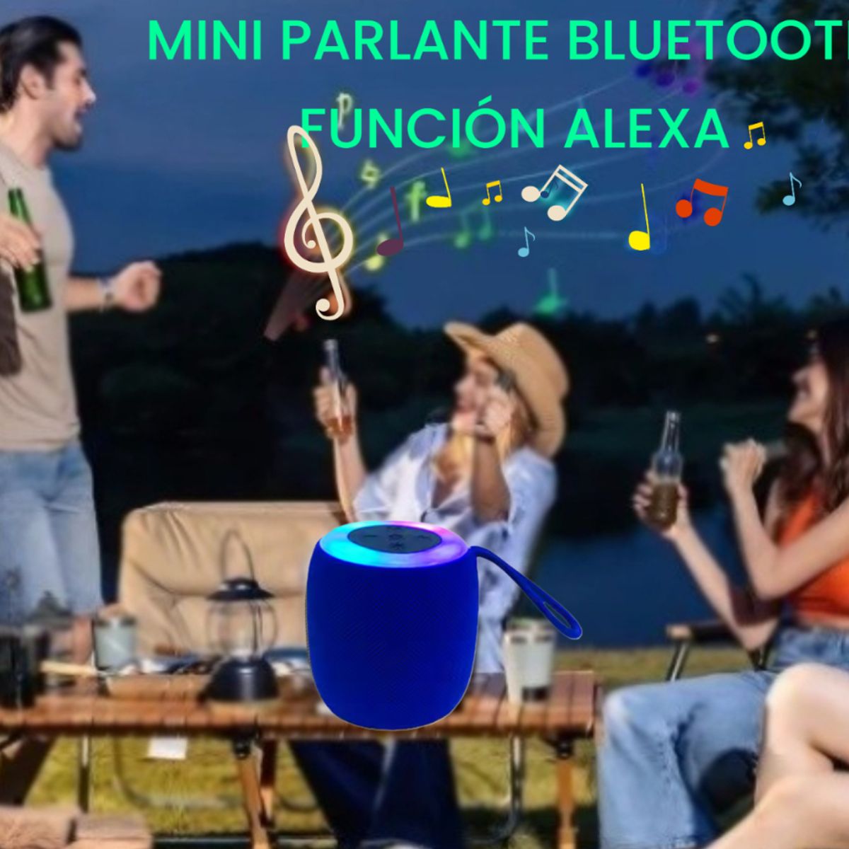GENERICO - MINI PARLANTE FUNCIÓN ALEXA LUZ LED RGB BLUETOOTH PORTÁTIL 4 EN 1