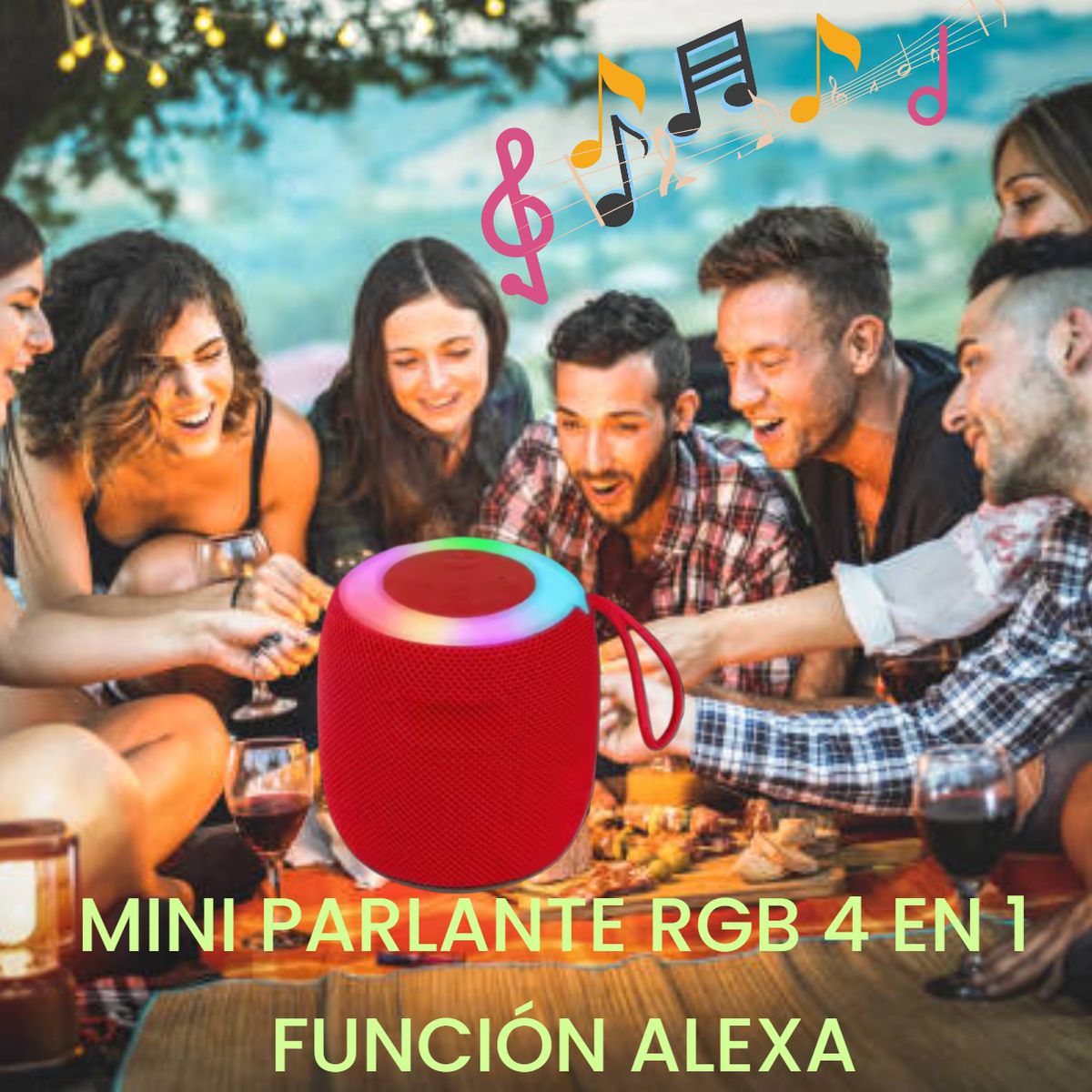 GENERICO - MINI PARLANTE FUNCIÓN ALEXA LUZ LED RGB BLUETOOTH PORTÁTIL 4 EN 1