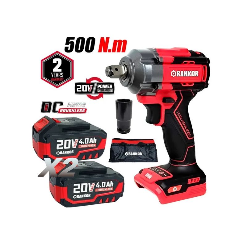 RANKOR - Llave de Impacto RANKOR 20V 500NM 2BAT X 4AH BRUSHLESS