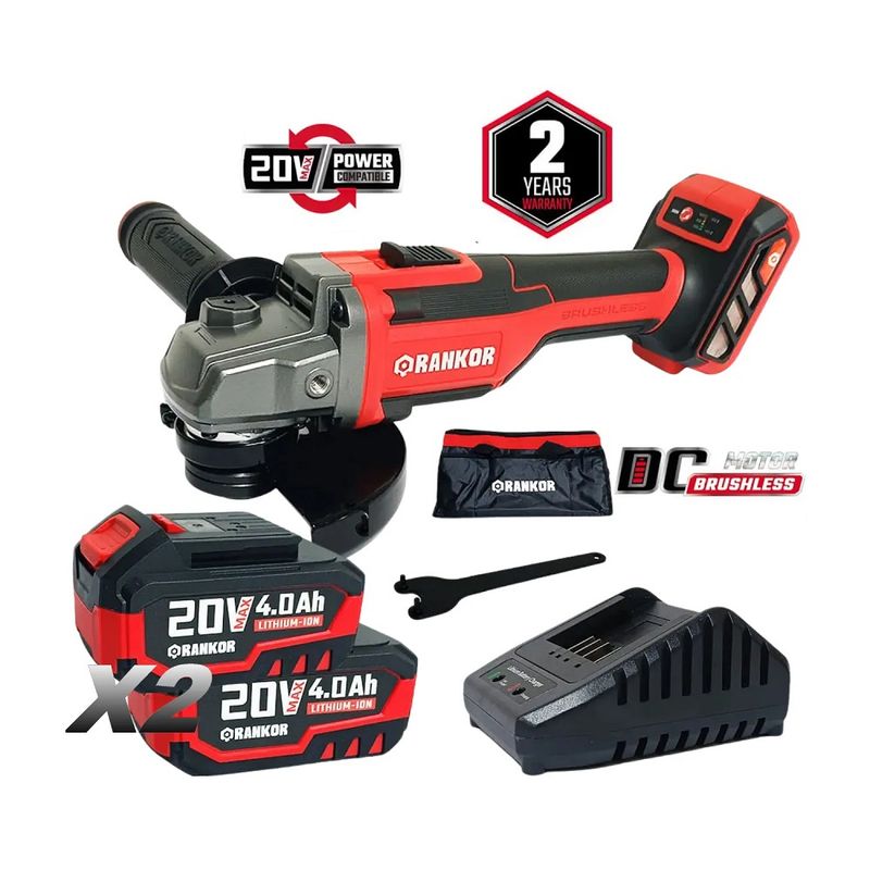 RANKOR - Amoladora Inalámbrica 5 RANKOR 20V 2BAT X 4AH BRUSHLESS