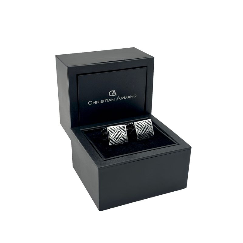 CHRISTIAN ARMAND - JUEGO DE GEMELOS DE LUJO PLATEADOS  DISEÑO MODERNO CHRISTIAN ARMAND