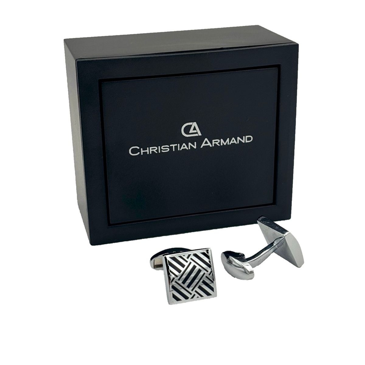 CHRISTIAN ARMAND - JUEGO DE GEMELOS DE LUJO PLATEADOS  DISEÑO MODERNO CHRISTIAN ARMAND