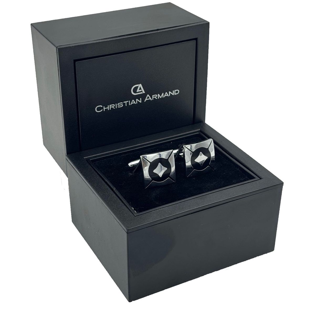 CHRISTIAN ARMAND - JUEGO DE GEMELOS CON DISEÑO DE ESTRELLA NEGRA EN RELIEVE