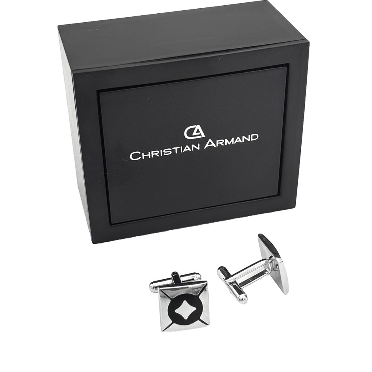 CHRISTIAN ARMAND - JUEGO DE GEMELOS CON DISEÑO DE ESTRELLA NEGRA EN RELIEVE