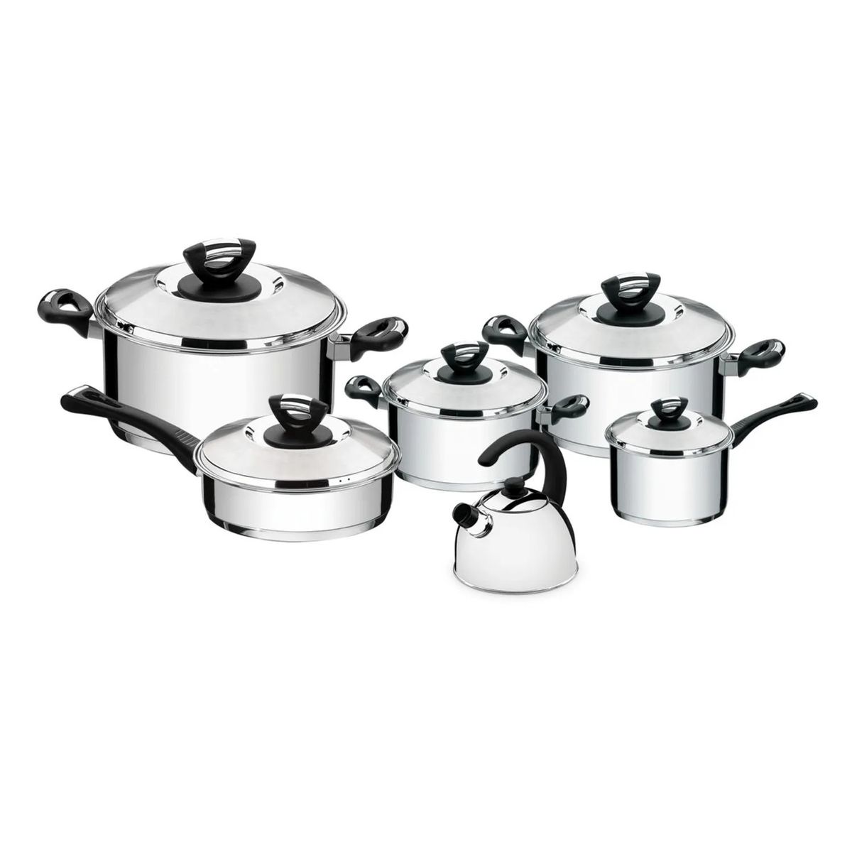 TRAMONTINA - Juego de olla Tramontina 11 piezas  Acero Inoxidable  con tetera