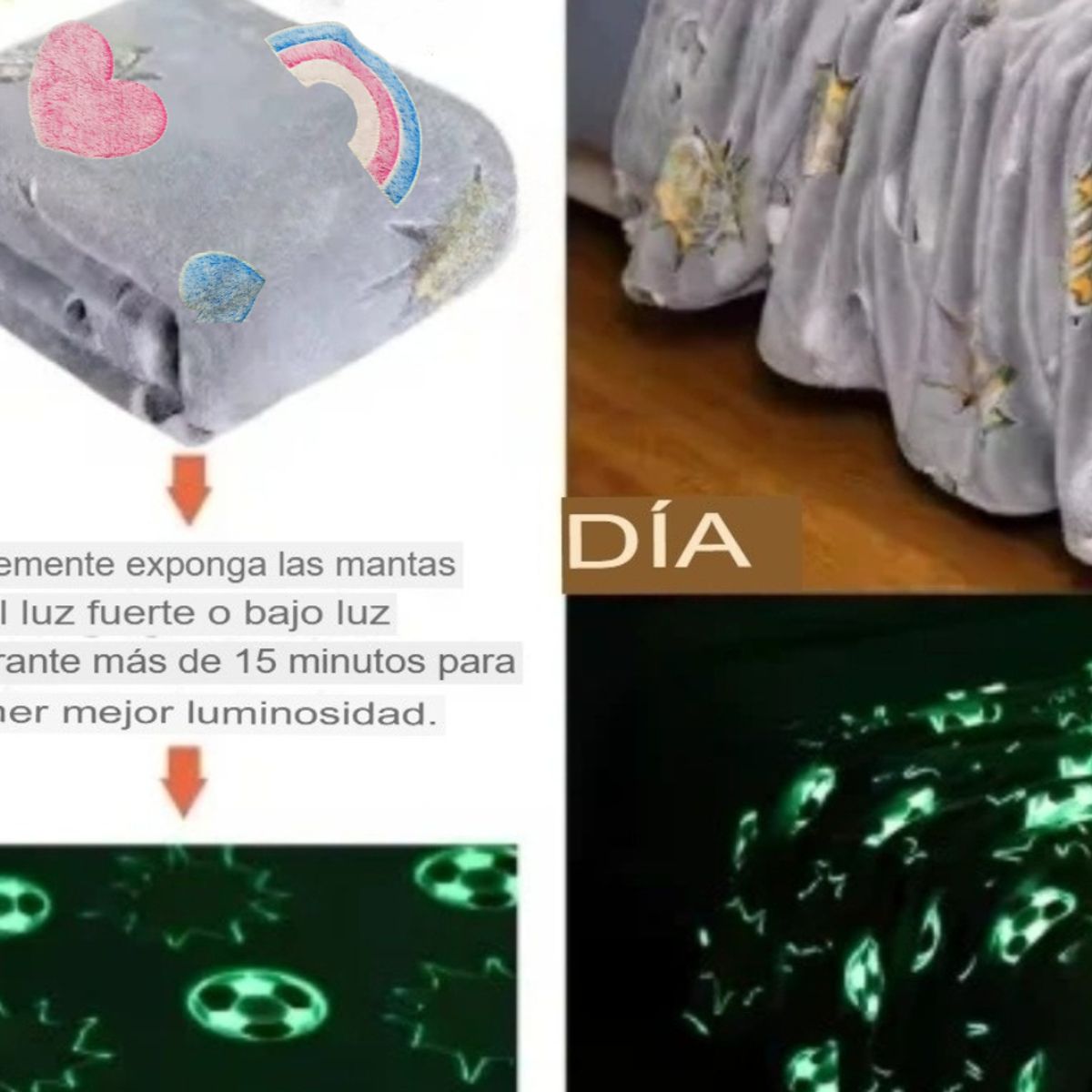 GENERICO - MANTA HIPOALERGÉNICO LUMINOSO BRILLA OSCURIDAD GRIS