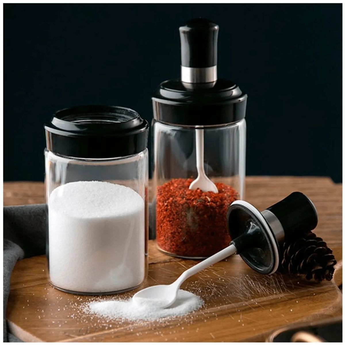 GENERICO - Set x 6 Condimenteros Especieros de Vidrio con Cucharita