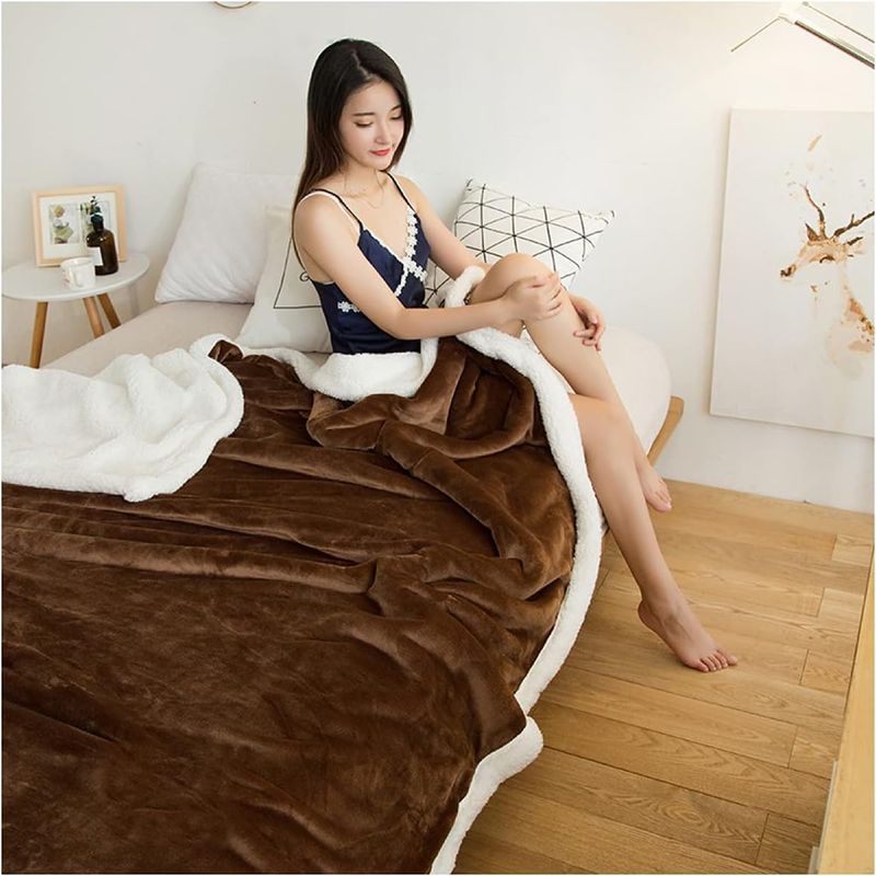 GENERICO - COLCHA DE PIEL DE ANGEL CON CARNERO 2 PLAZAS