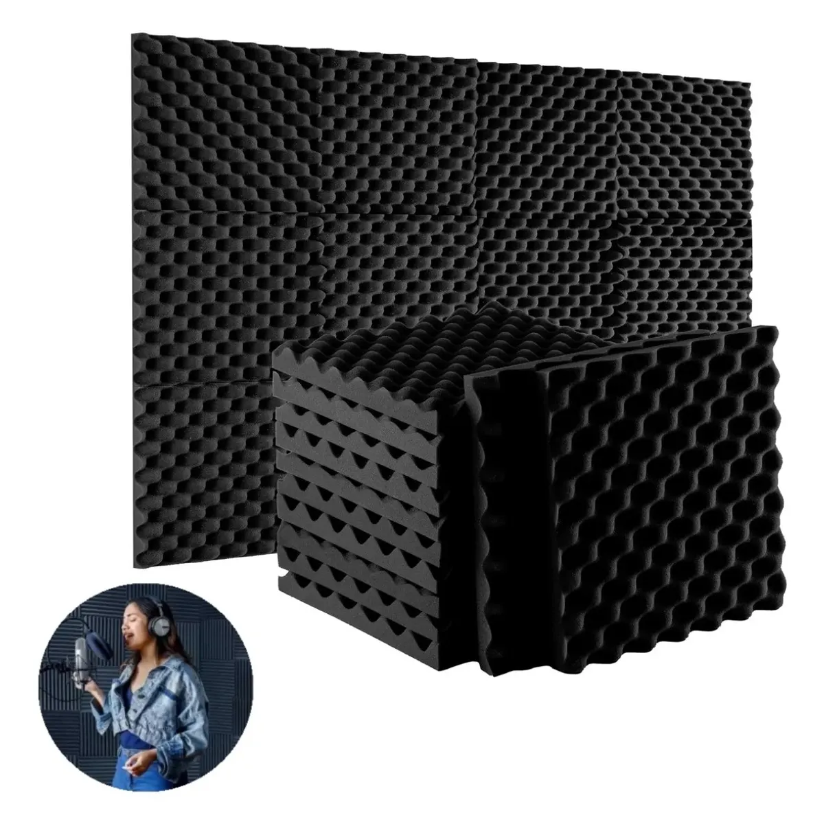 QUICK - Espuma Acústica 12 Pcs Aislante Con Adhesivo