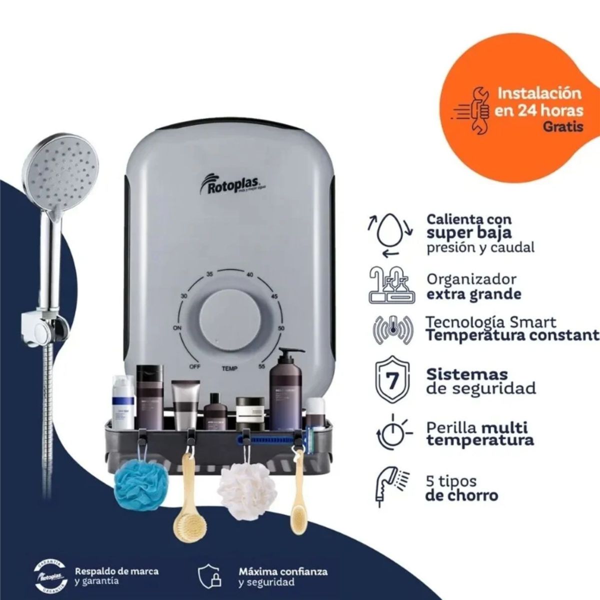 ROTOPLAS - Rapiducha Eléctrica Rotoplas Sensitive Pro 5500w Gris