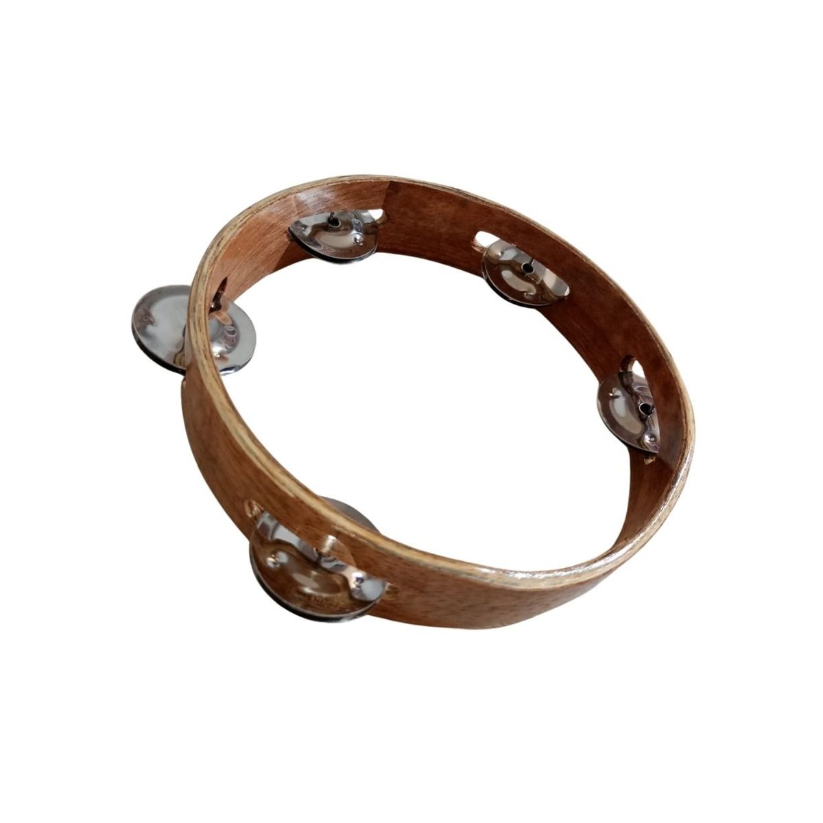 GENERICO - Pandereta de Madera con Platillos Metálicos 