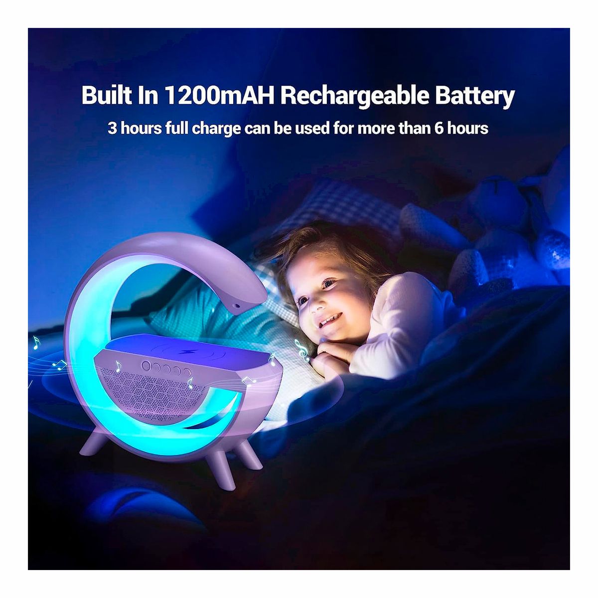 GENERICO - Parlante Bluetooth Lampara RGB Cargador Inalámbrico Radio 4 en 1