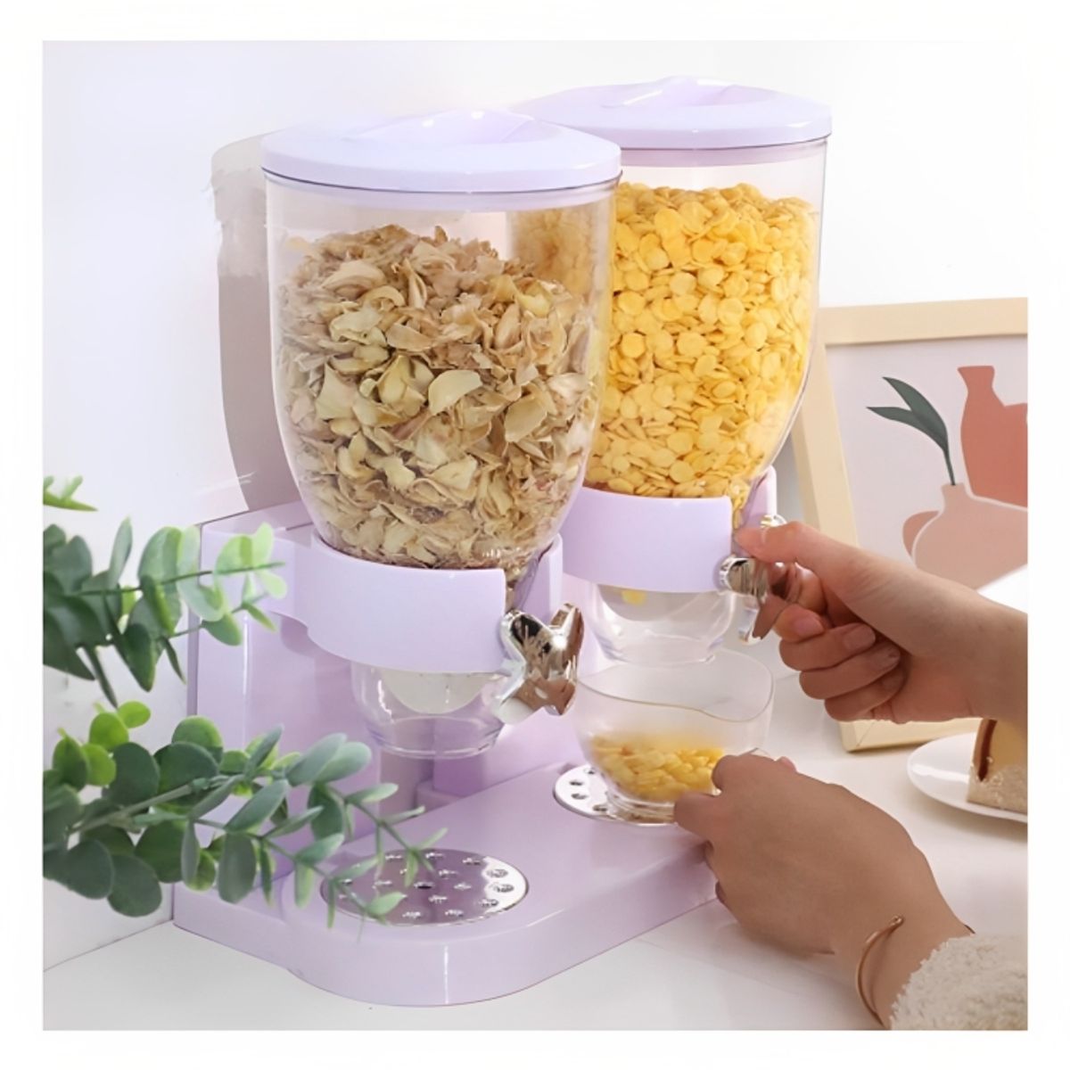 GENERICO - Dispensador Organizador de Cereales Granos 2 en 1 de 2 L