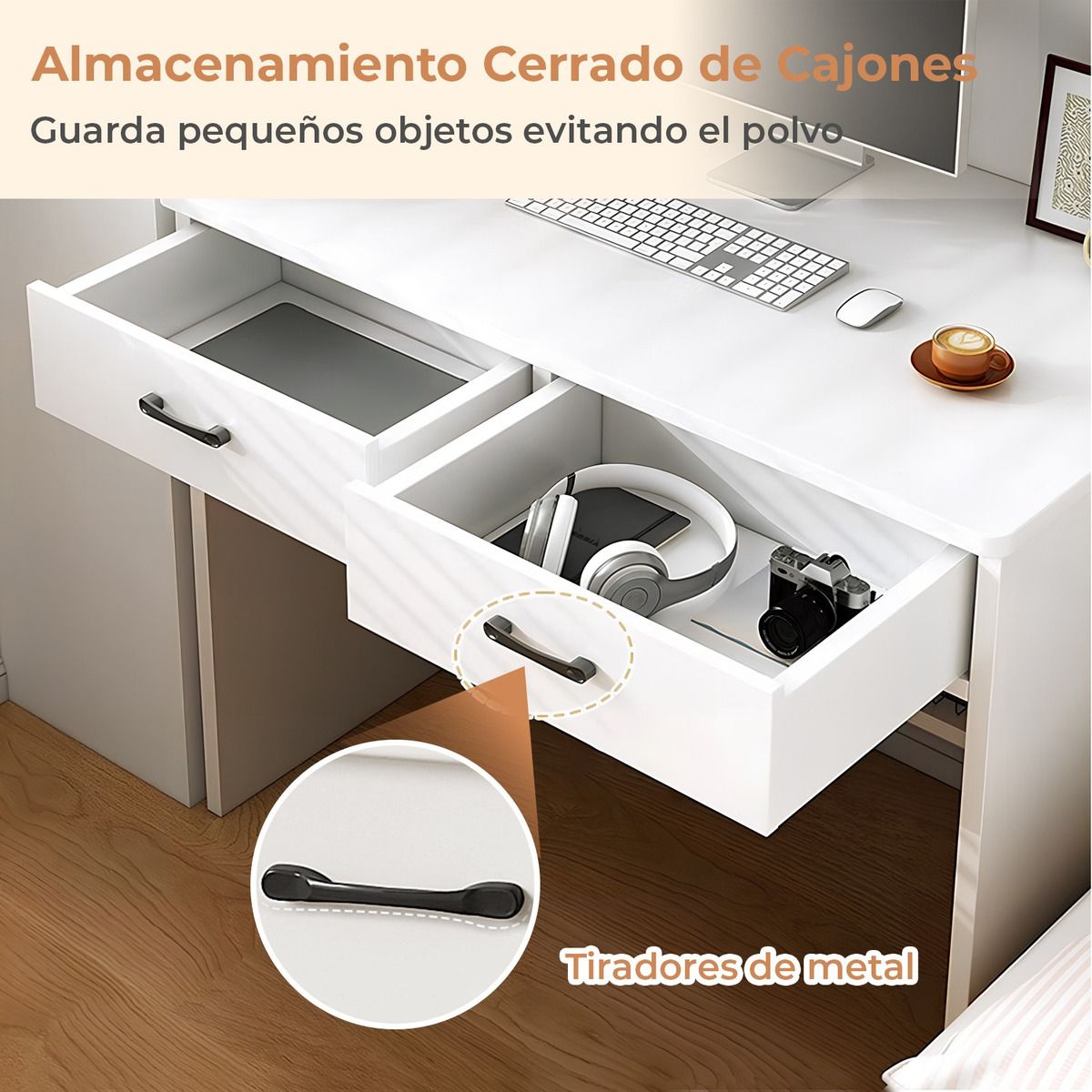 ANYHOGAR - Escritorio Con Estanteria Biblioteca 80180 Cm Cajón Oficina