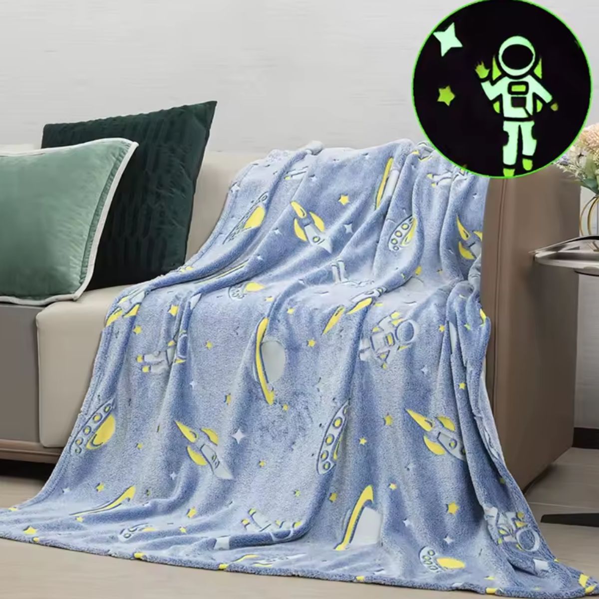 GENERICO - MANTA HIPOALERGÉNICO LUMINOSO BRILLA OSCURIDAD SUAVE GRIS