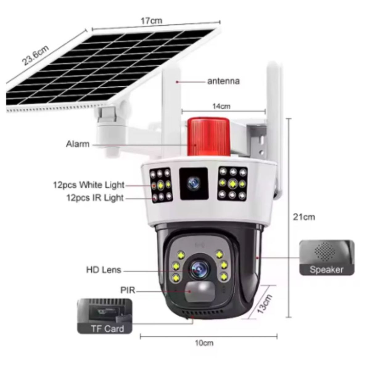 GENERICO - Combo Cámara De Seguridad + Panel Solar 4g Para Campo Blanco