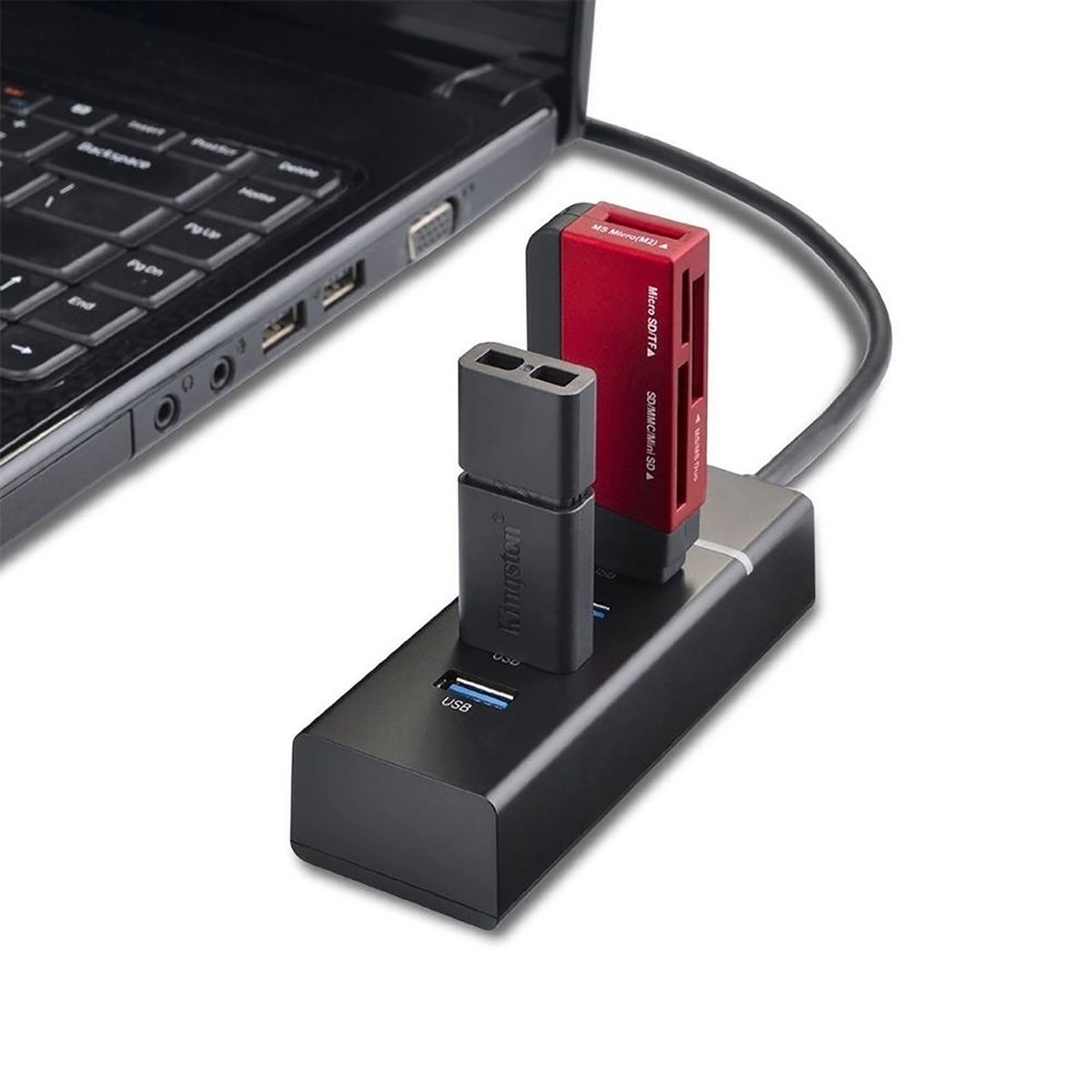 GENERICO - Hub de 4 puertos USB 3.0 de alta velocidad - Negro