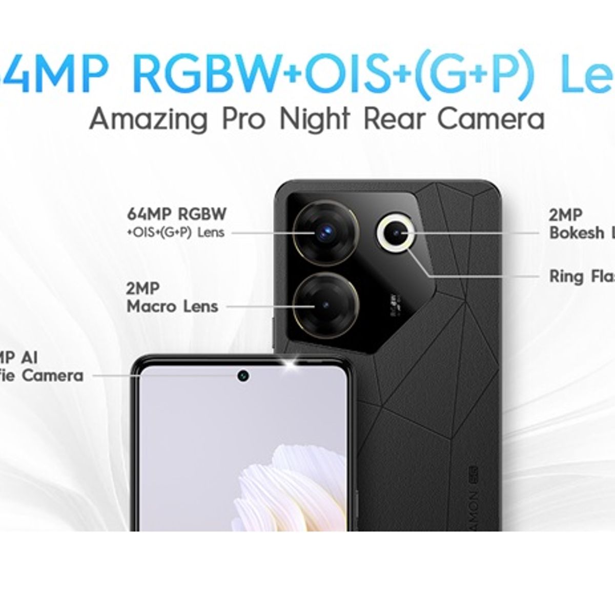 TECNO MOBILE - Smartphone  TECNO CAMON 20 CK6n 256GB ROM+ 16GB RAM (8GB +8GB RAM EXTENDIDA) PREDAWN BLACK