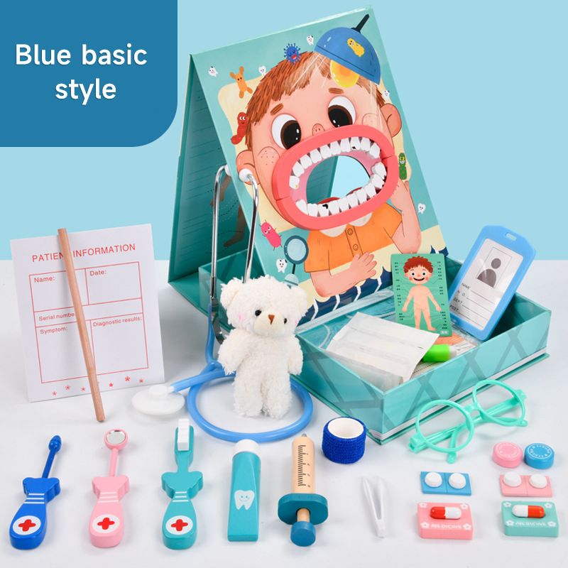 DANWEILE - Juguete de juego de rol Dental de madera para niños - Azul