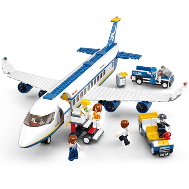 DANWEILE - Juguete educativo modelo ciudad avión de carga bloques de construcción