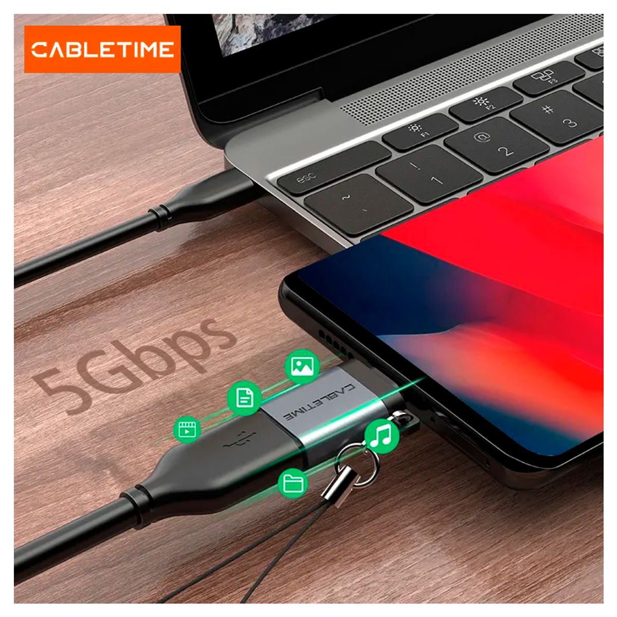 GENERICO - Adaptador USB Tipo C a USB-A OTG Alumnio cabletime