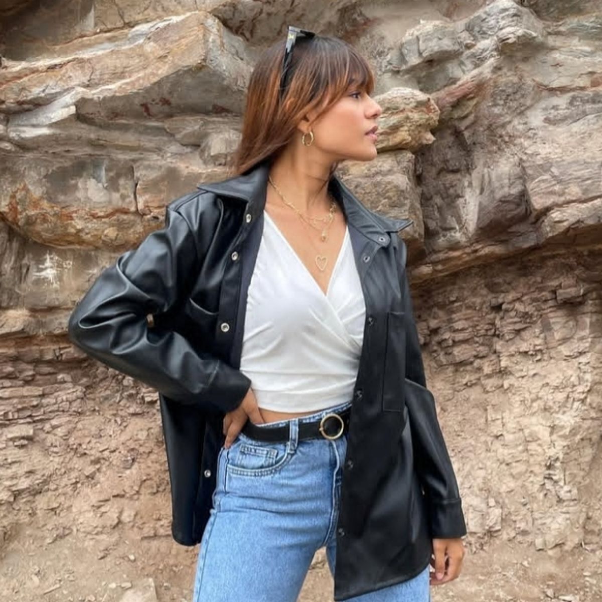 GENERICO - CAMISA OVERSIZE BOMBER PARA MUJER