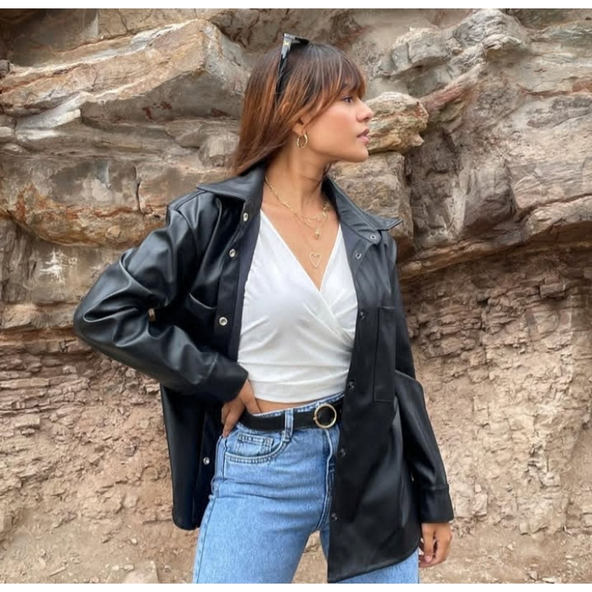 GENERICO - CAMISA OVERSIZE BOMBER PARA MUJER