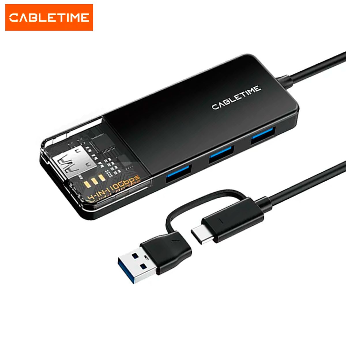 GENERICO - Adaptador USB-A 3.2 Multipuertos 4en1 10Gbps cabletime