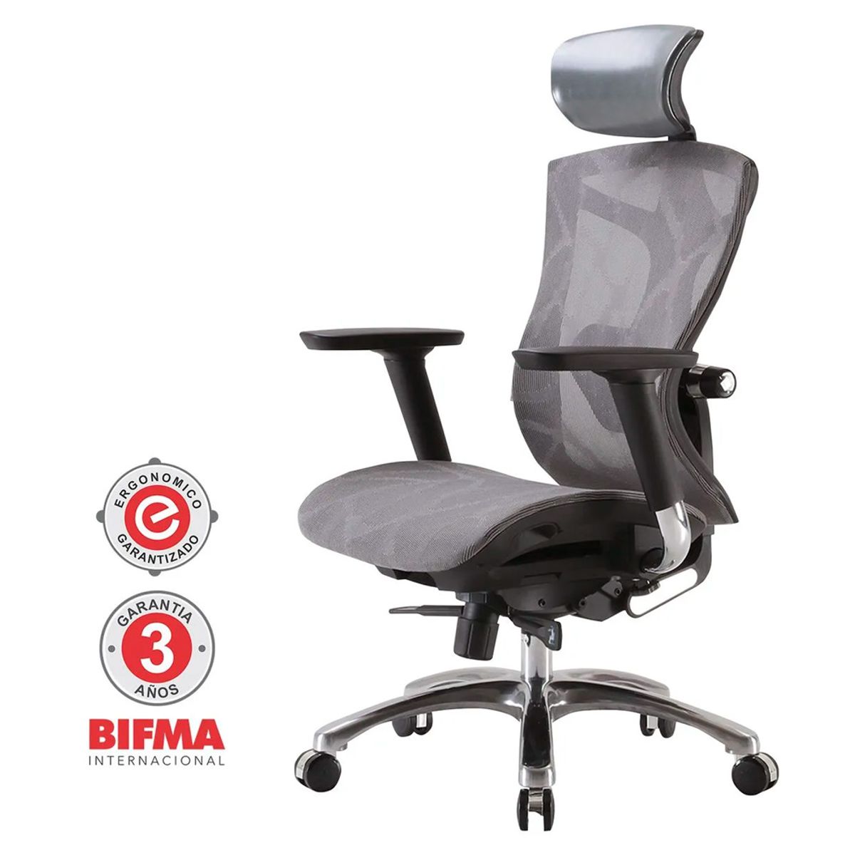 OFIDEAS - Silla Giratoria Ergonómica Presidente Malmo Color Gris Ofideas