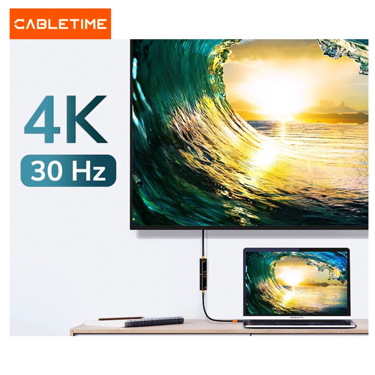 GENERICO - Adaptador de DisplayPort macho a HDMI 4K 30Hz hembra cabletime