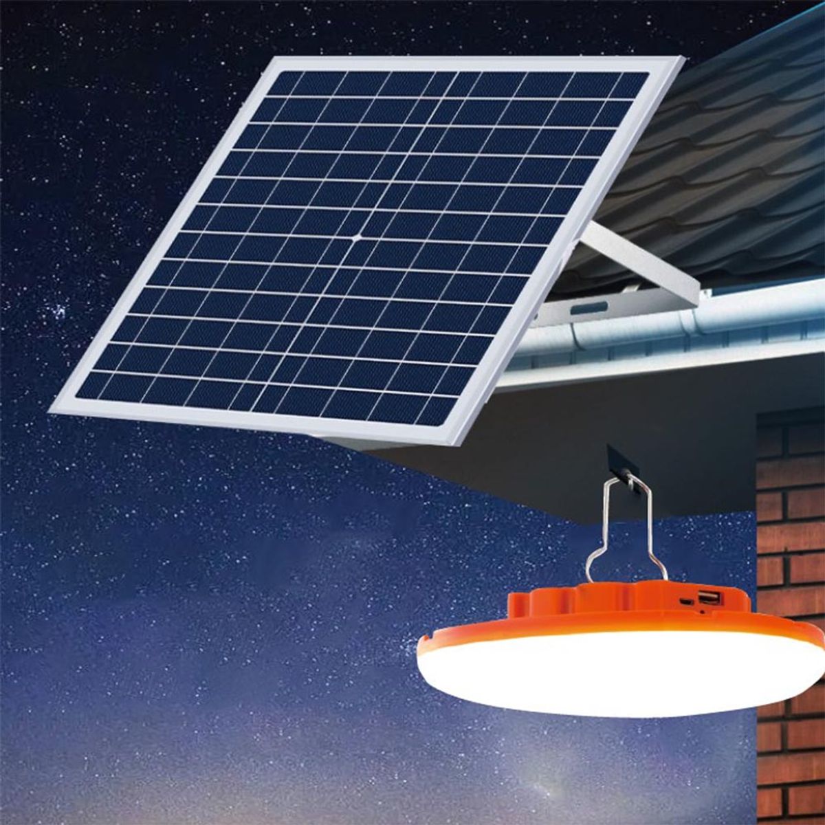 MN ELECTRONICS - Lampara CAMPING Solar LED Colgante Power Bank 1200mah Panel Solar5V