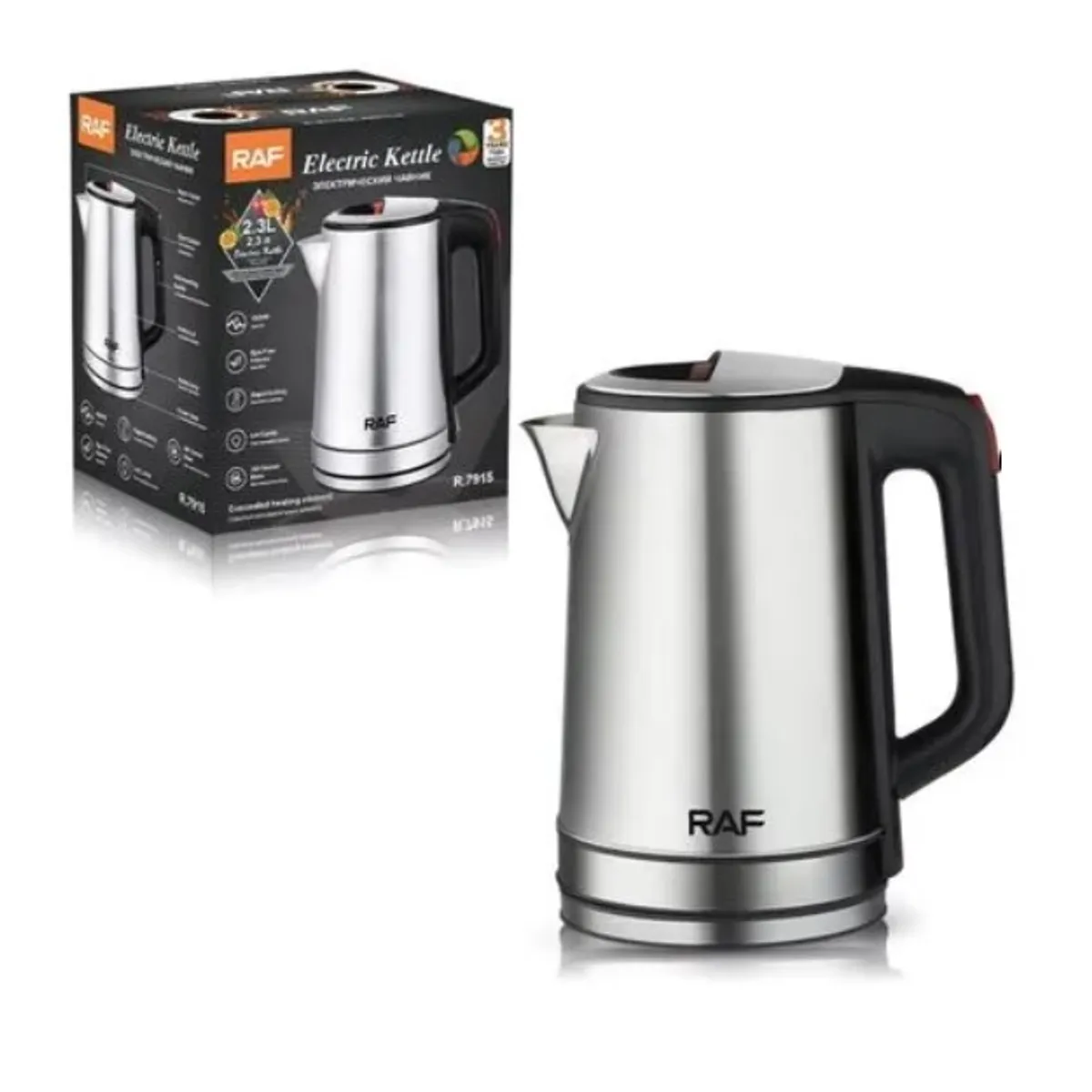 RAFF - HERVIDOR DE AGUA DE ACERO INOXIDABLE CON SILBATO 1800W