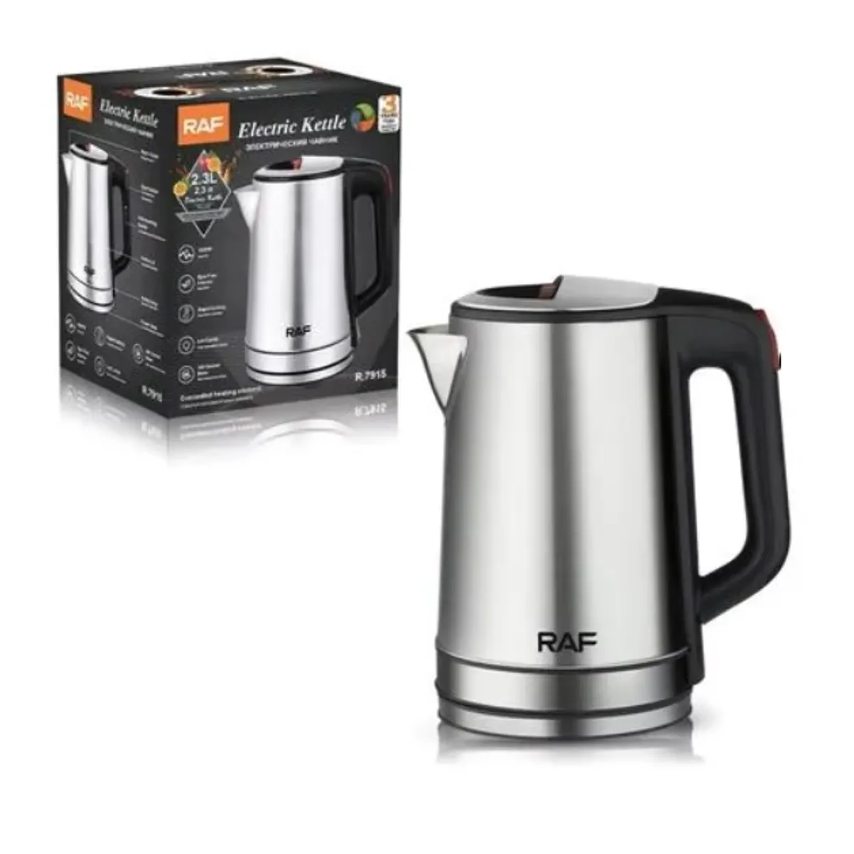 RAFF - HERVIDOR DE AGUA DE ACERO INOXIDABLE CON SILBATO 1800W