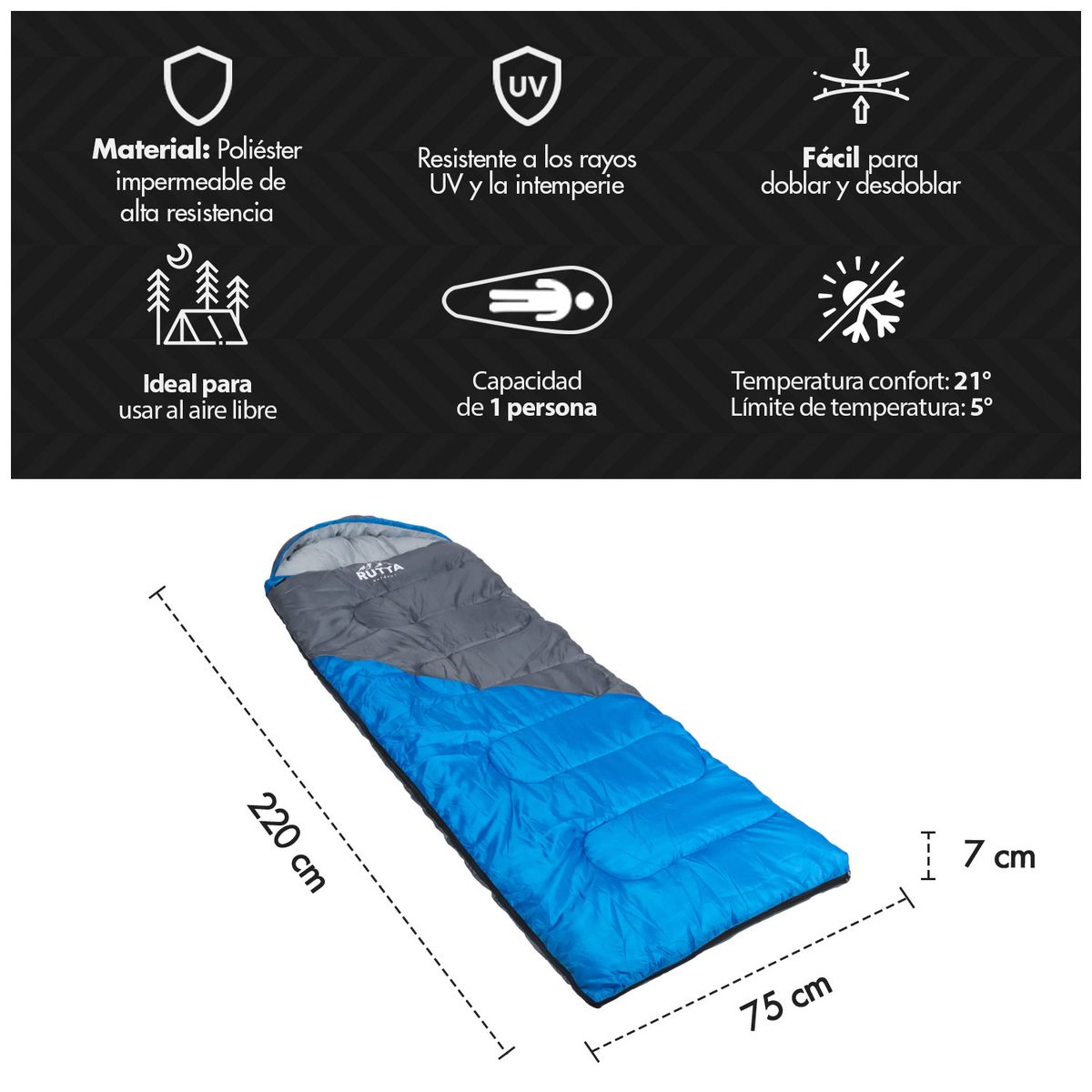 ATLETIS - Saco De Dormir 300 Gr Bicolor