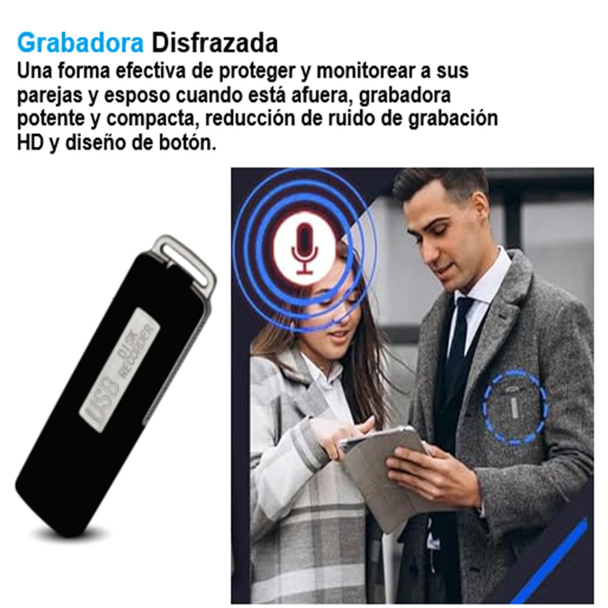 MN ELECTRONICS - Usb Grabadora De Voz 8gb Microsd Cr005 Voz Nítida