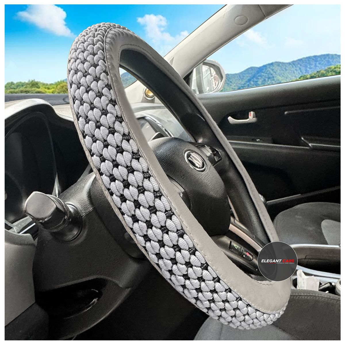 JET - Forro De Timon Bling Bling C Diamantes Rombos Silver