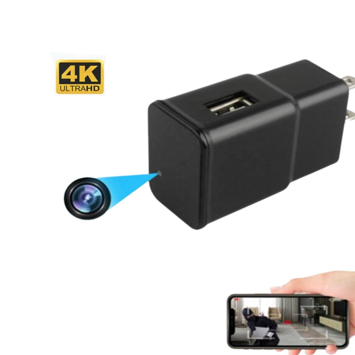 MN ELECTRONICS - Cámara Espía Usb Cargador Wifi Fullhd Tiempo Real