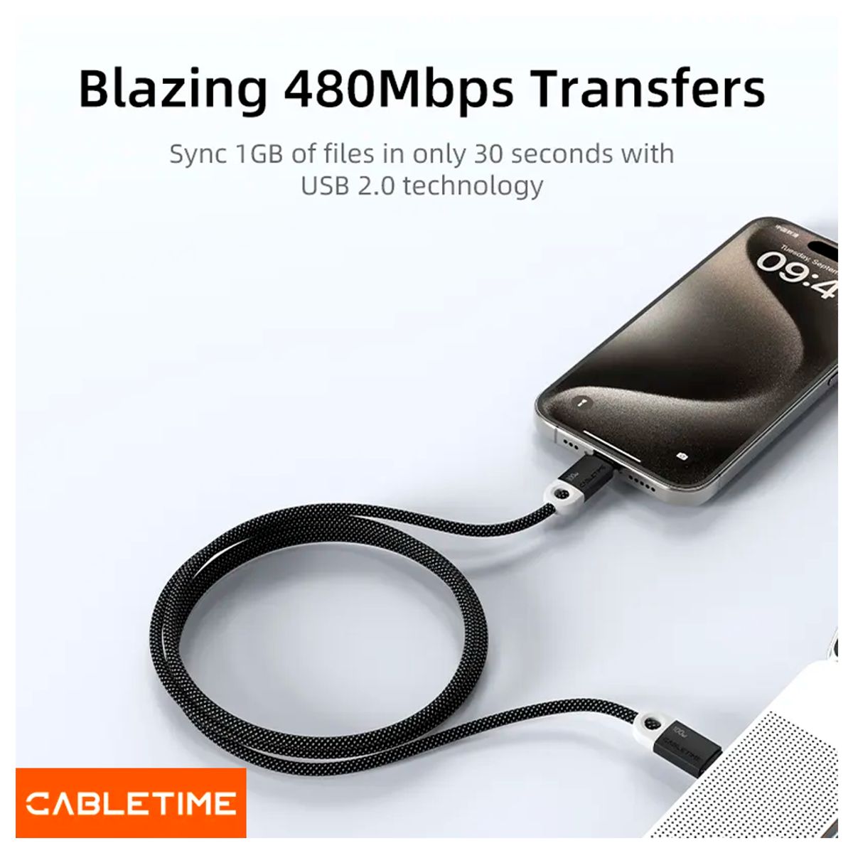 GENERICO - Cable Tipo USB-C Carga Rápida 100WPD 2metros cabletime