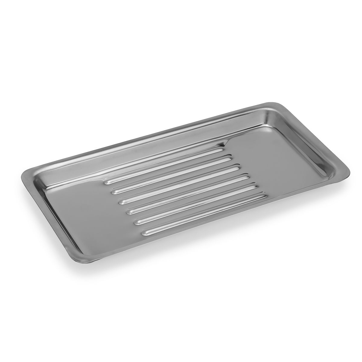 GENERICO - Bandeja Acanalada de Acero Inoxidable de 21 X 11 CM