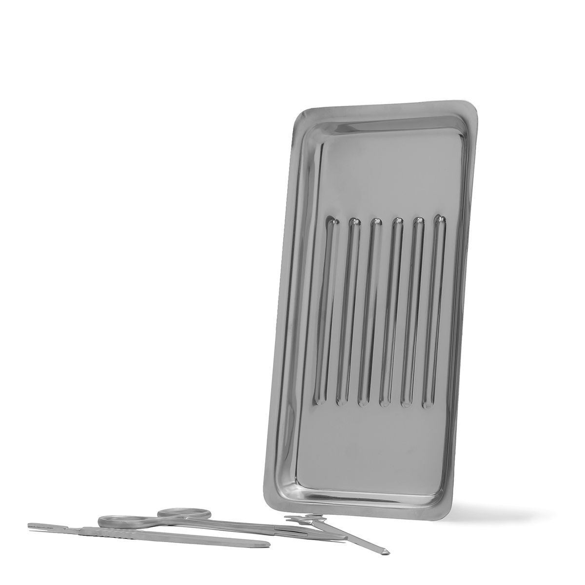 GENERICO - Bandeja Acanalada de Acero Inoxidable de 21 X 11 CM