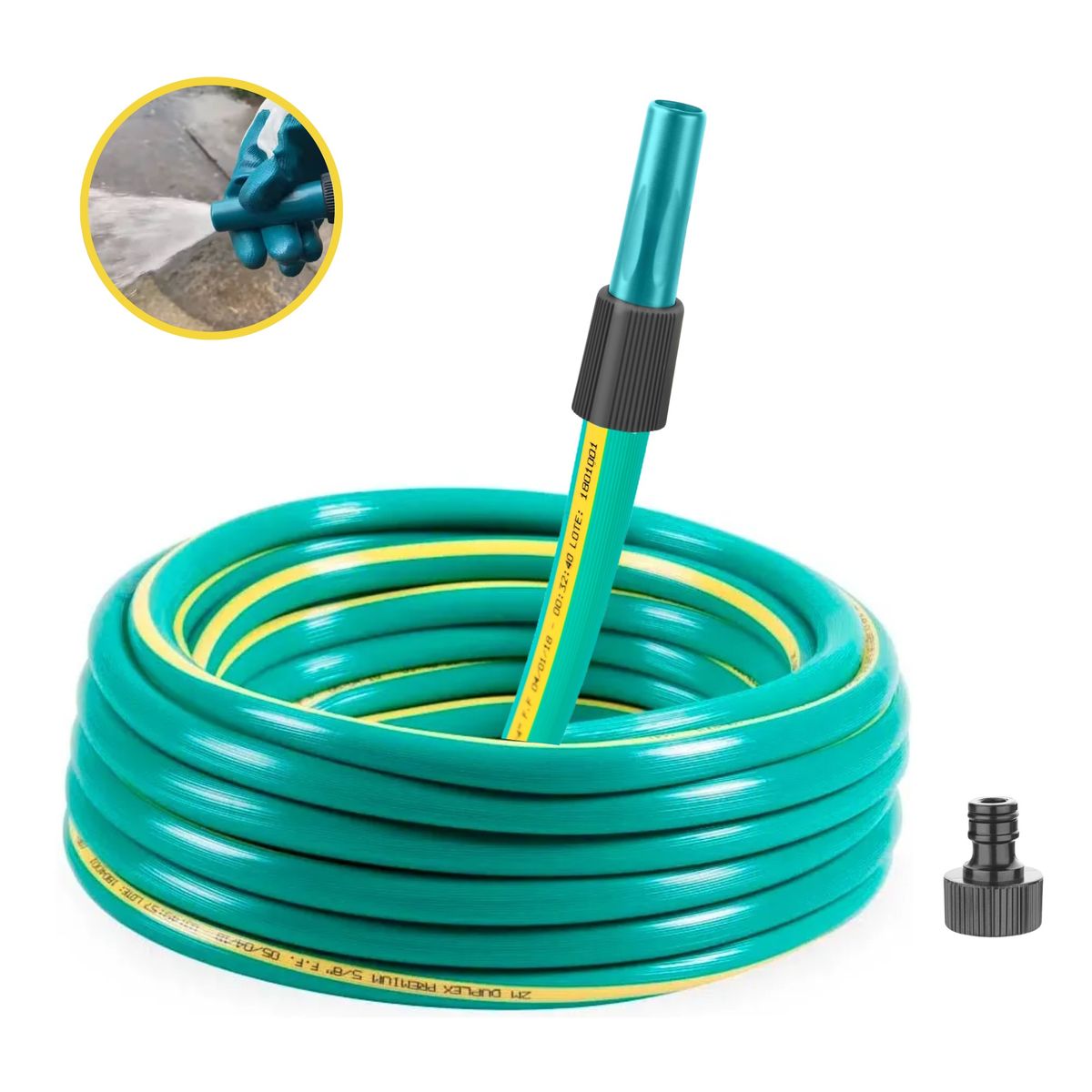 TOTAL TOOLS - Manguera de riego, lavado de autos 10m  con pistola alta presión