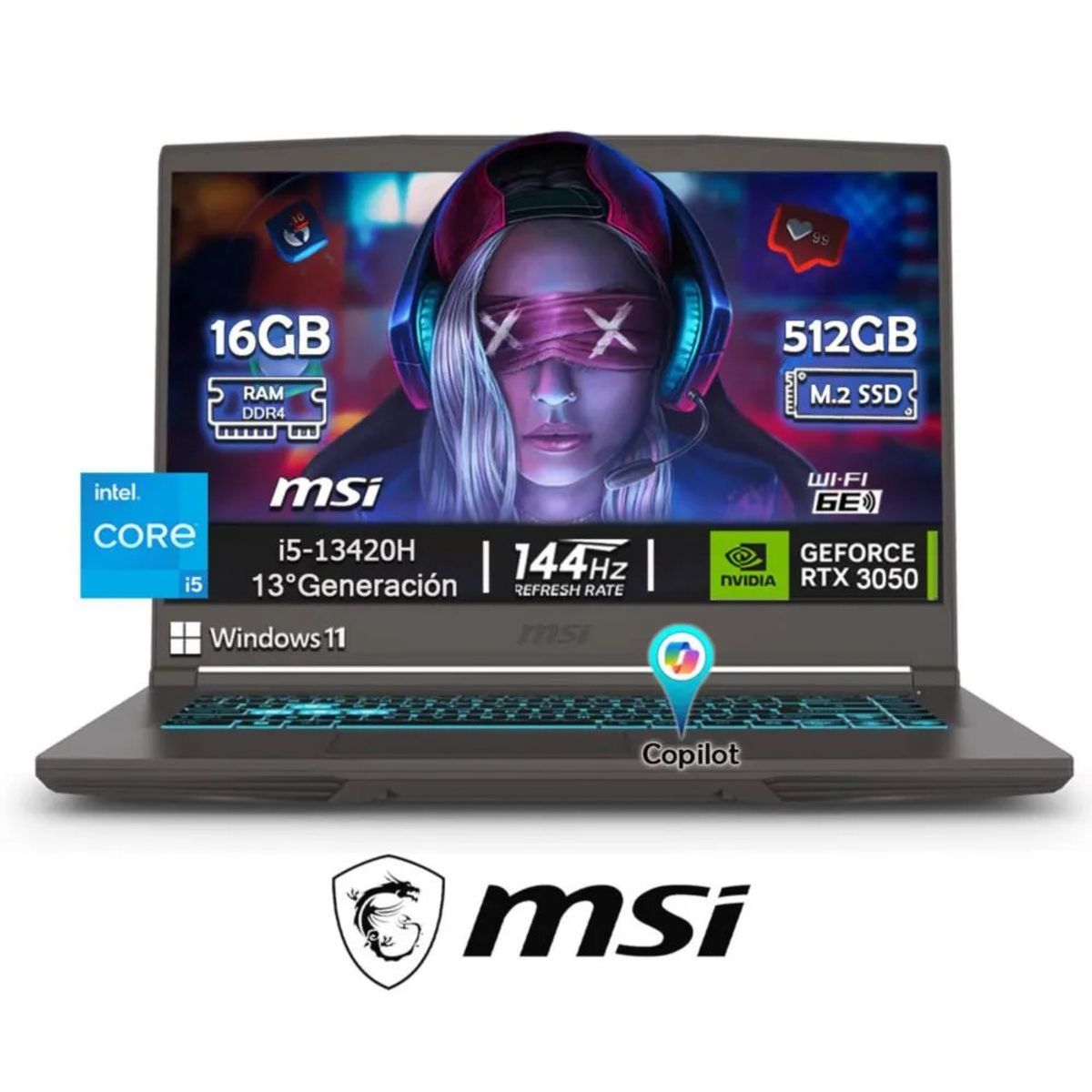 MSI - LAPTOP GAMER MSI THIN 15.6" INTEL CORE i5-13420H 16GB 512GB SSD RTX 3050 4GB