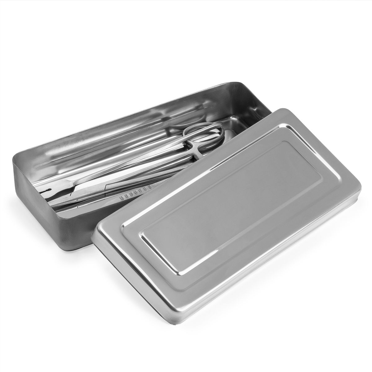GENERICO - Caja para Instrumental Quirúrgico de Acero Inoxidable Mediana