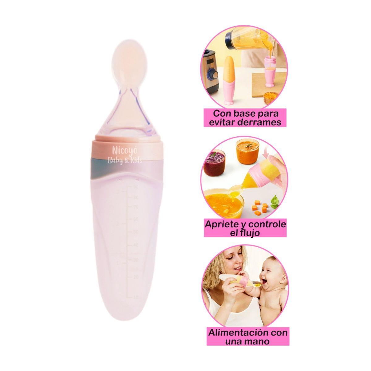 GENERICO - Cuchara para las Papillas del Bebé con Tapa - ROSA