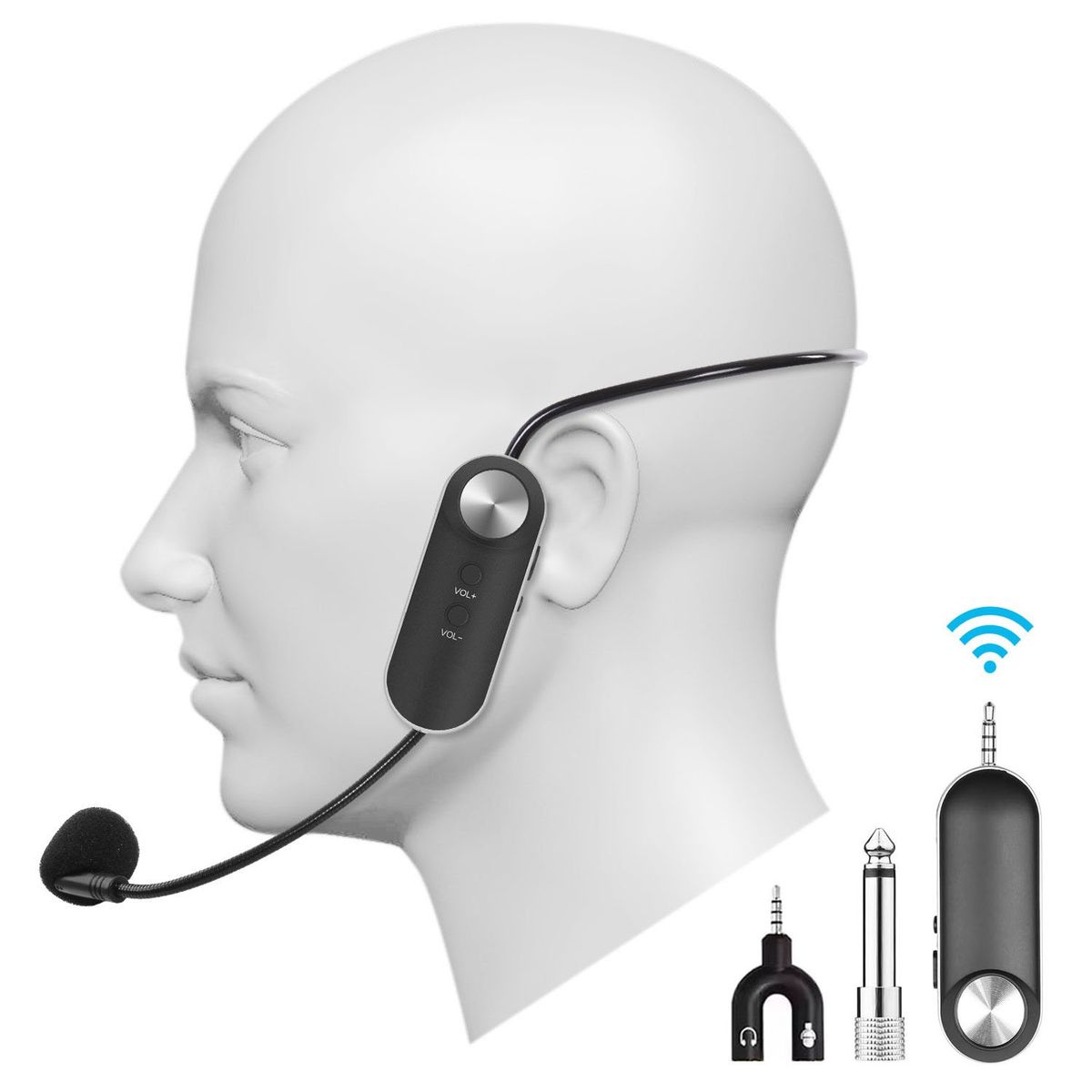 OEM - Micrófono Inalámbrico UHF de vincha para cámaras,  celulares y equipos