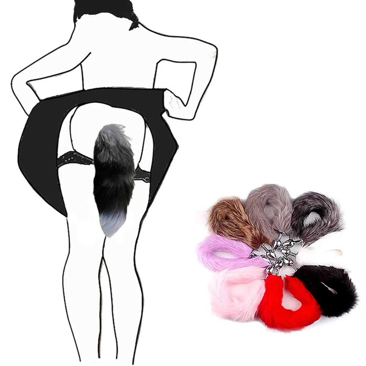 GENERICO - Plug de 7.2 X 2.8cm con cola larga de zorro