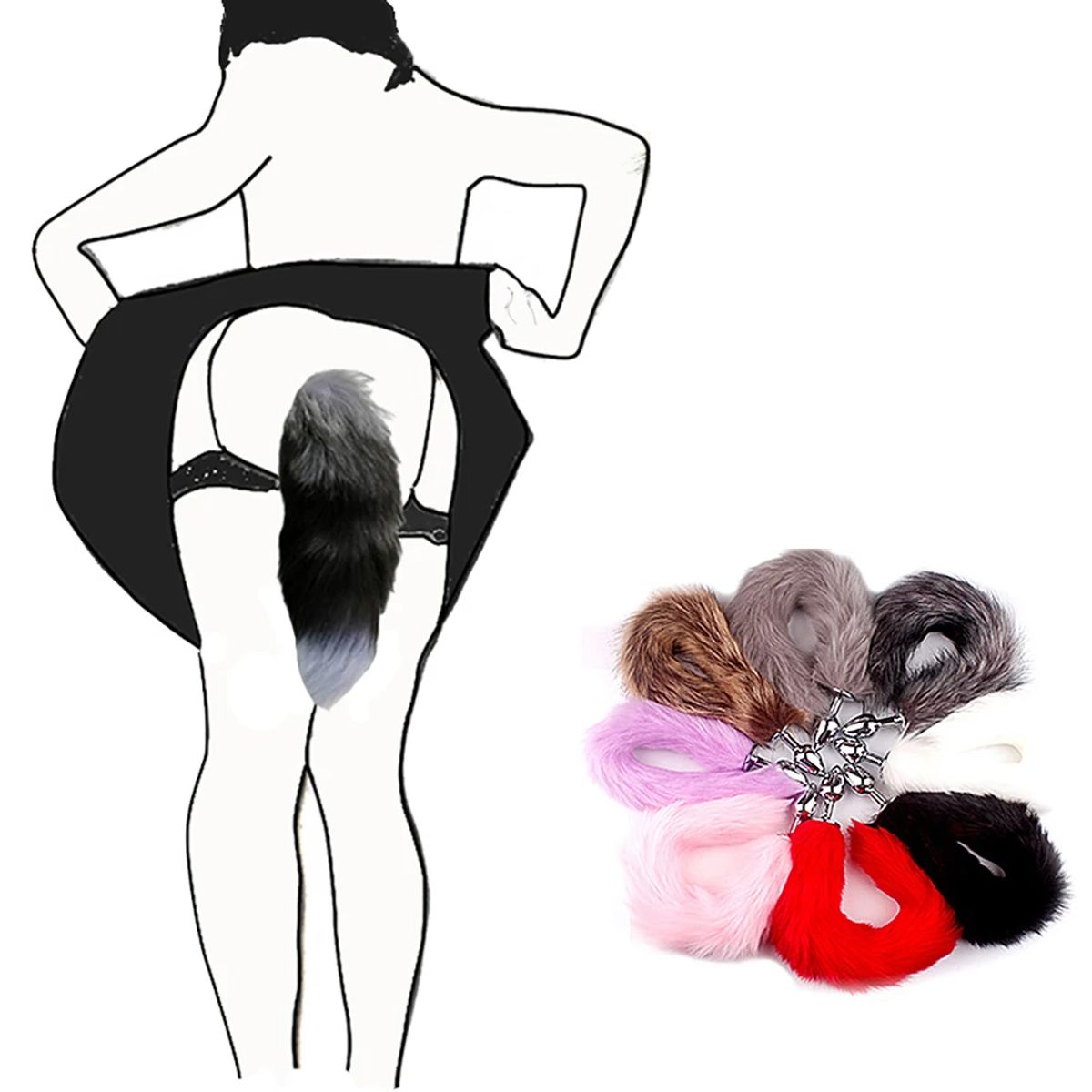 GENERICO - Plug de 7.2 X 2.8cm con cola larga de zorro