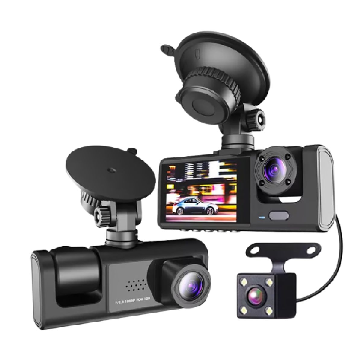 GENERICO - Dash Cam de 3 cámaras